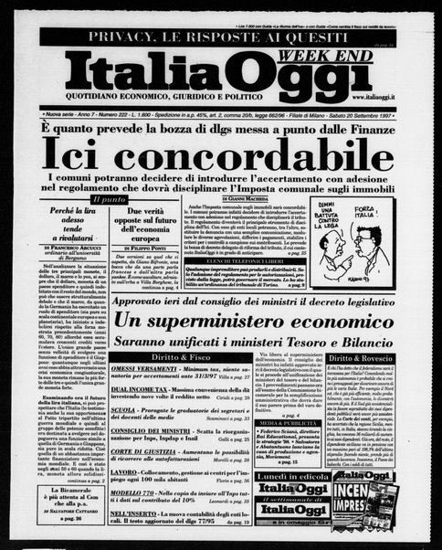 Italia oggi : quotidiano di economia finanza e politica